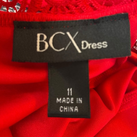 BCX Womens Red Lace Spaghetti Strap Off Shoulder Knee Length size 11 NEW - Picture 4 of 8